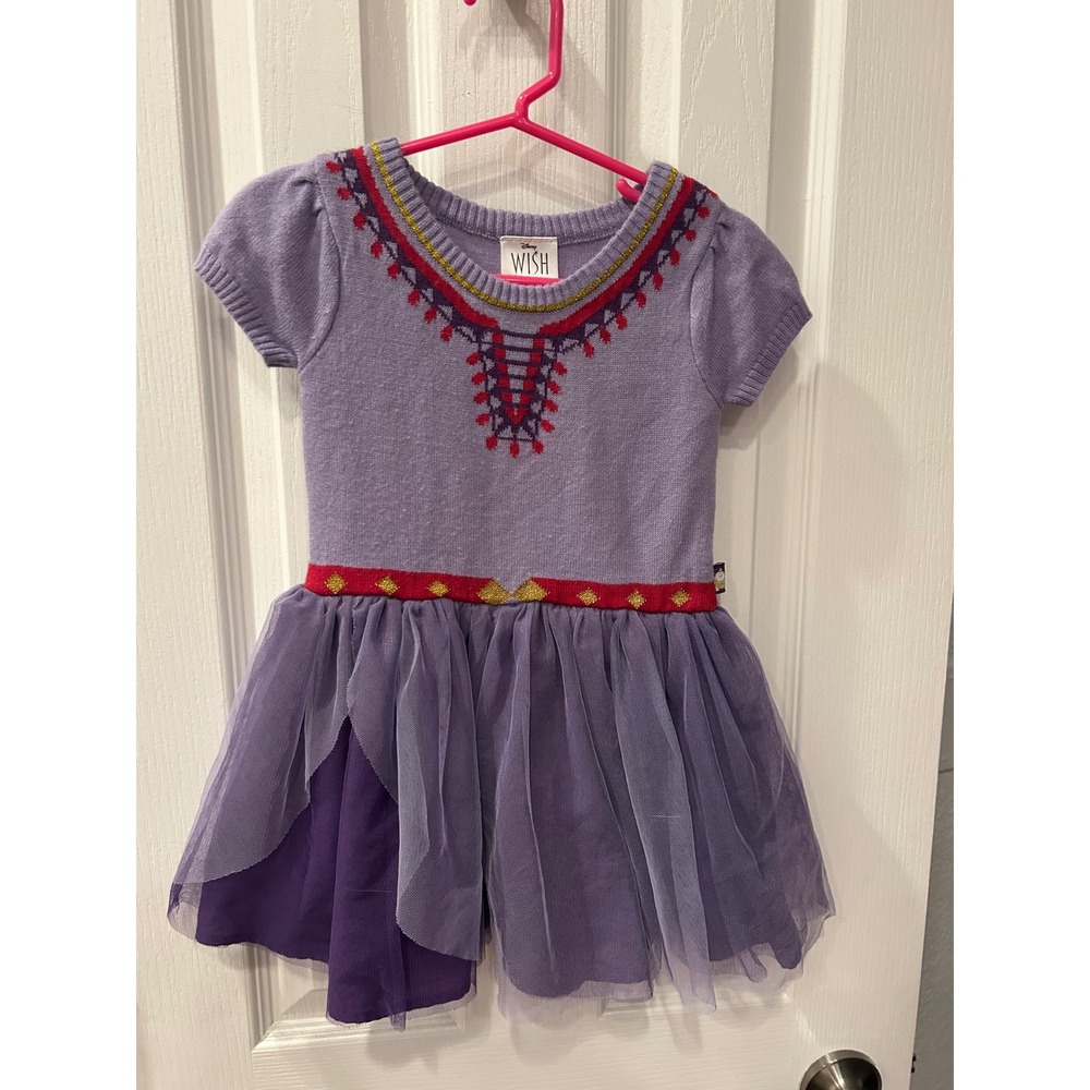 Disney Wish Asha Lavender Knit Sweater Dress Tulle Skirt Purple 3T k7016